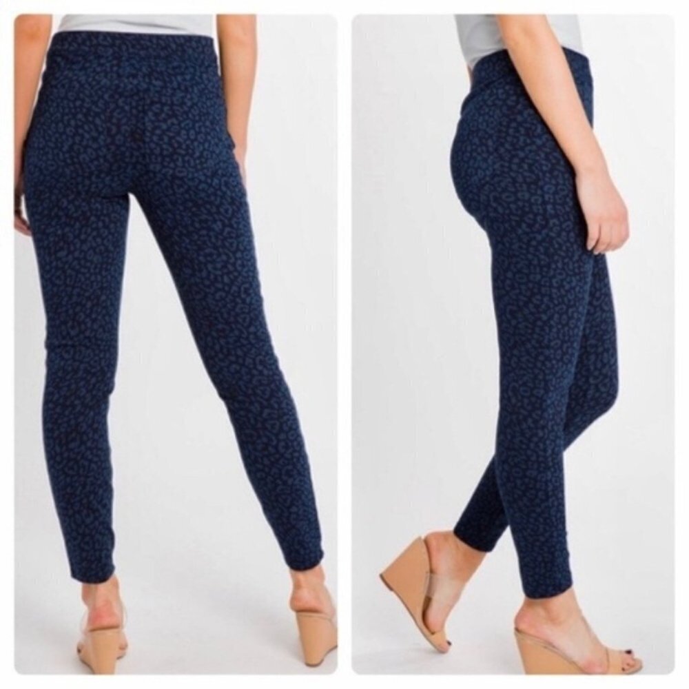 Spanx Blue Animal Leopard Print Jean-ish Legging Jeggings Size Extra Small XS